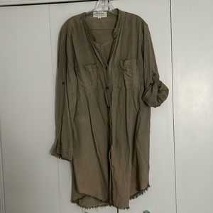 Cloth and stone shirt dress, taupe, size XL